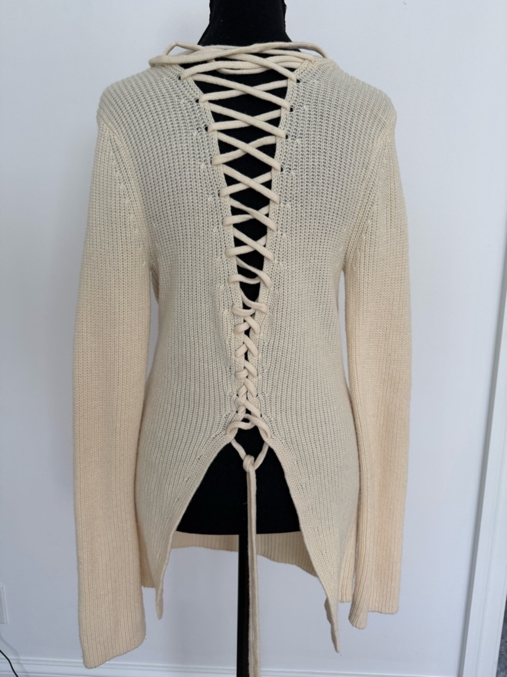 A.L.C. Cream Ribbed Scoop-Neck Sweater